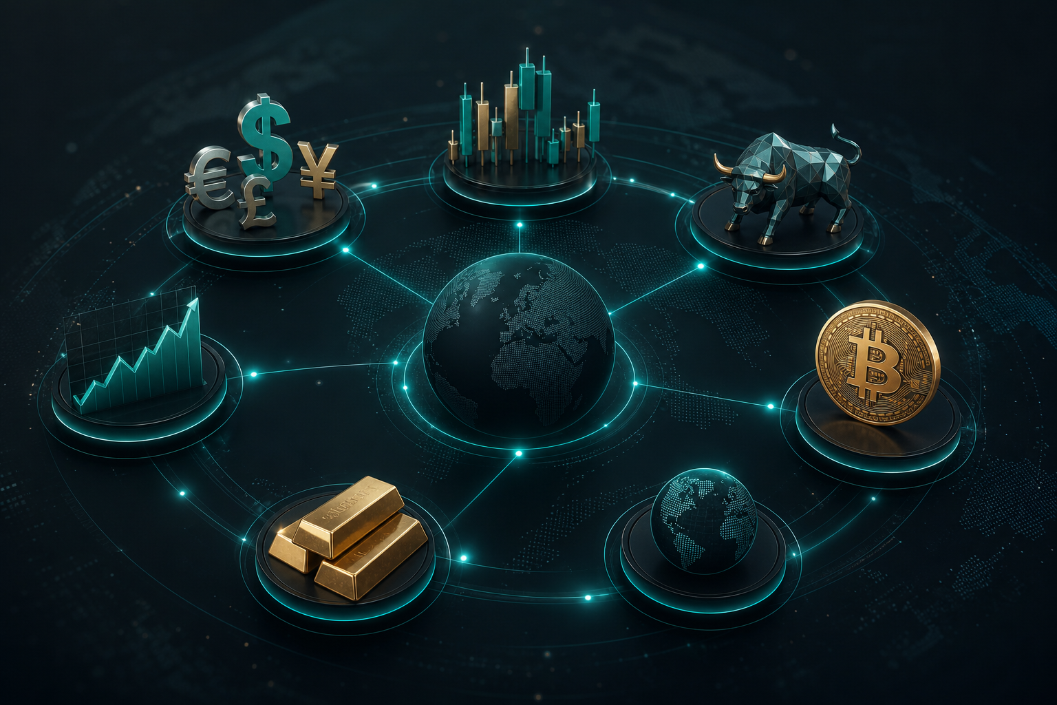 Multi-asset trading markets — forex, stocks, crypto, commodities